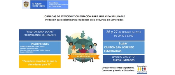 Consulado de Colombia en Esmeraldas invita a las jornadas de atención y orientación