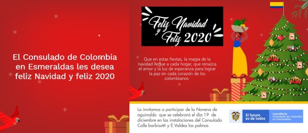Consulado de Colombia en Esmeraldas invita a la novena de aguinaldo el 19 de diciembre de 2019